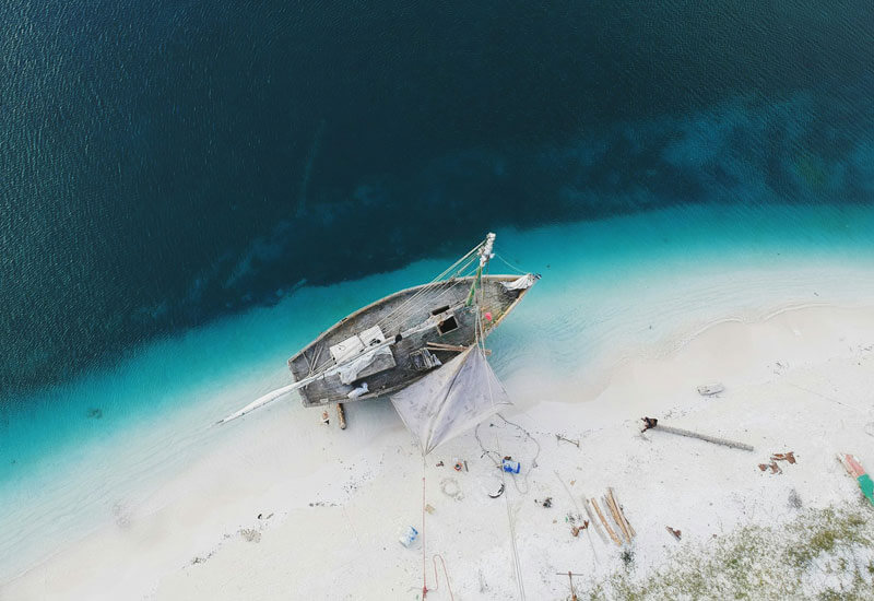 Abandoned Ship on the Beach Image