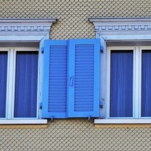 Blue Shutters & Curtains - Image