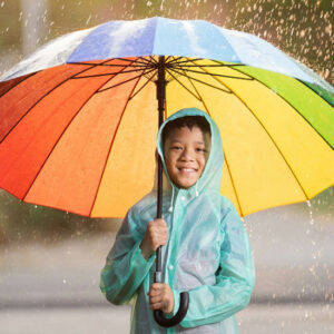 Boy with Umbrella - Image