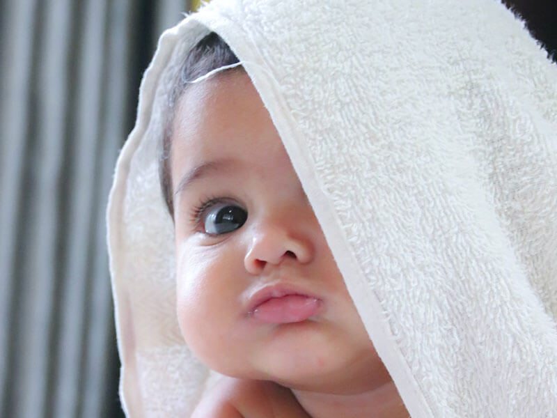 Cute baby on towel