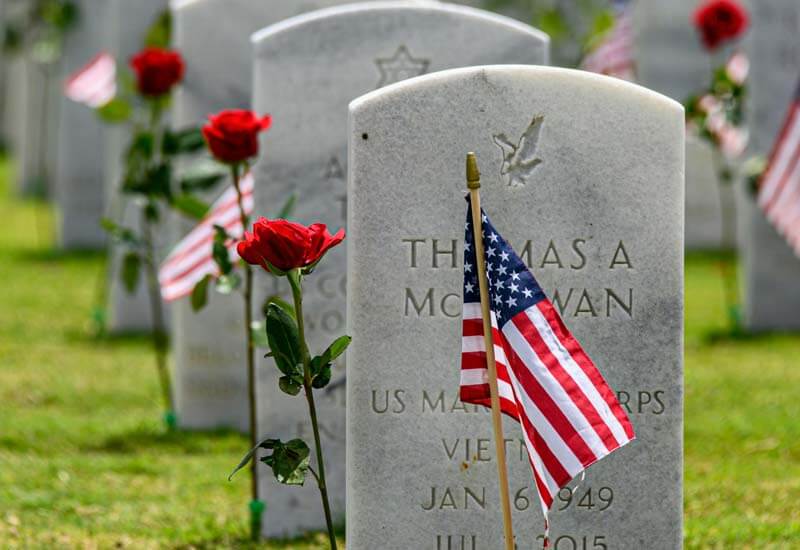 Graveyard with American Flag Image