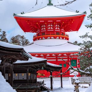 Japanese Temple in Snow - Image