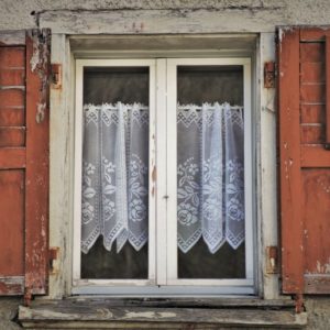 Lacy Curtains, Old Window - Image
