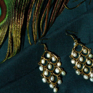 Peacock Feather with a pair of Pearl Earrings - Image