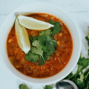 Soup Garnished with Lemon and Coriander - Image