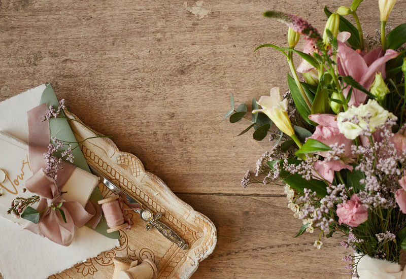Wedding Decorative on the Wooden Table Image