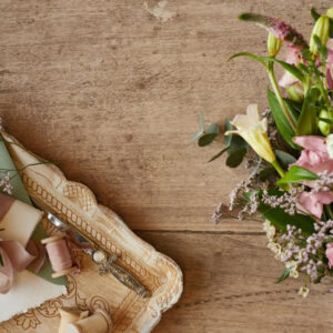 Wedding Decorative on the Wooden Table - Image