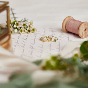 Wedding rings with a spool of thread - Image