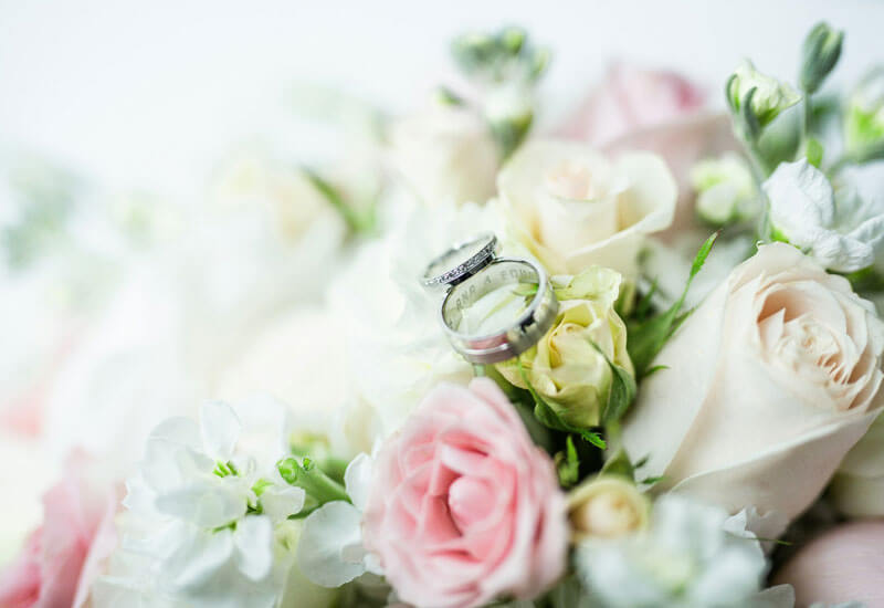 Wedding Rings with Flowers Image