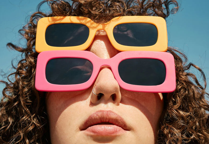 Woman wearing 3D glasses Image