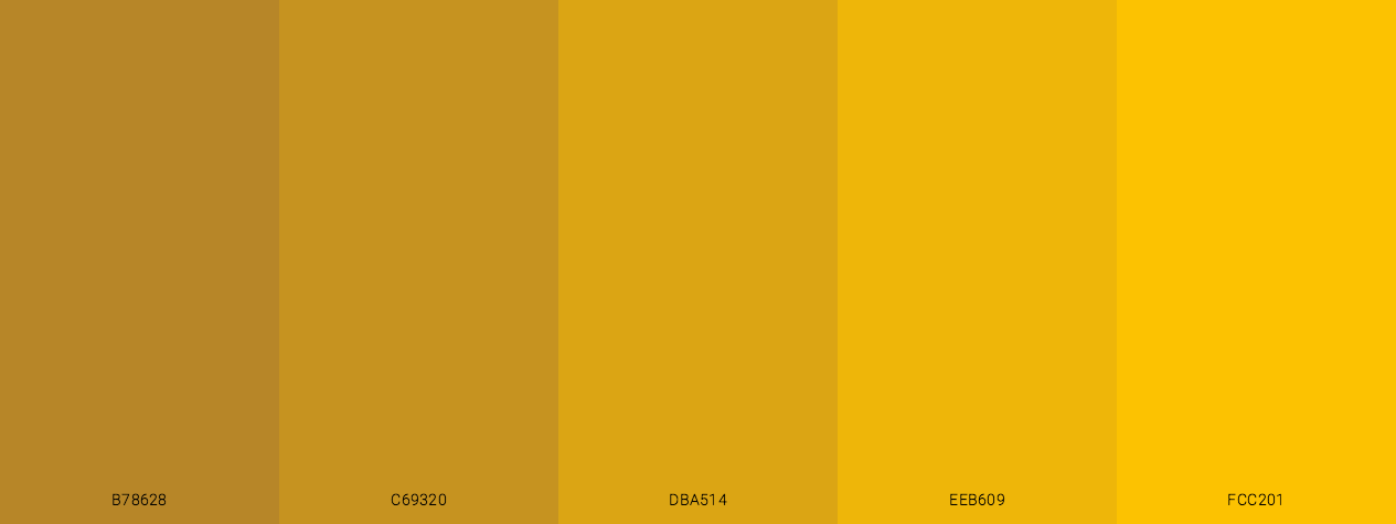 Beauty Gold Gradient color shades and tones