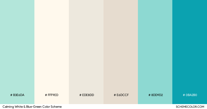 Calming White & Blue-Green color scheme
