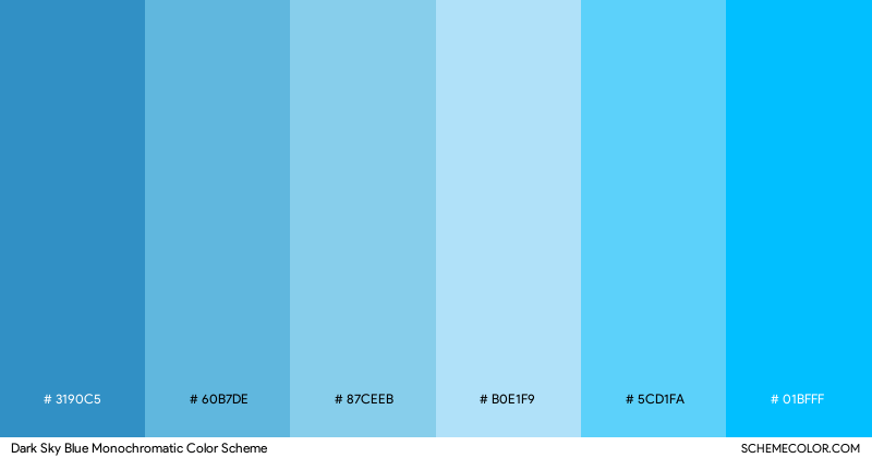 Dark Sky Blue Monochromatic color scheme