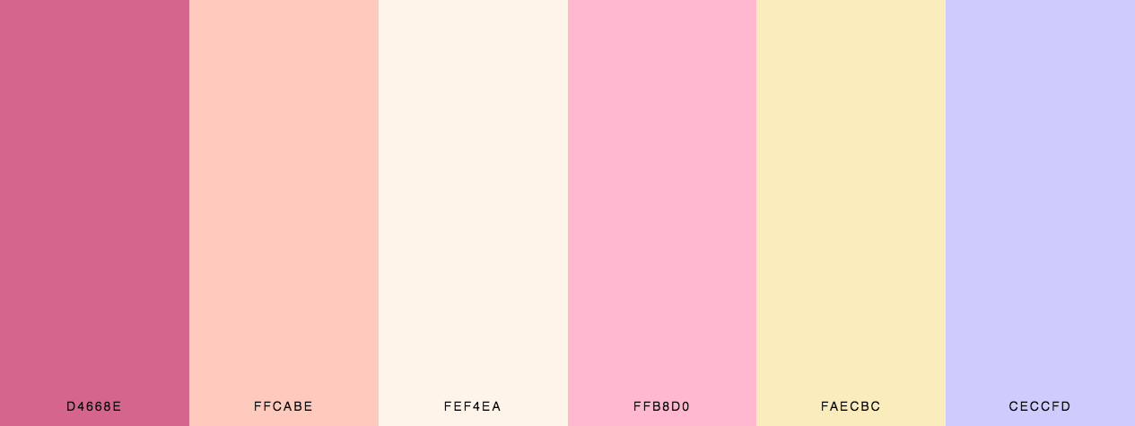 Hugs for valentine color palette with pink, beige, cream and yellow colors