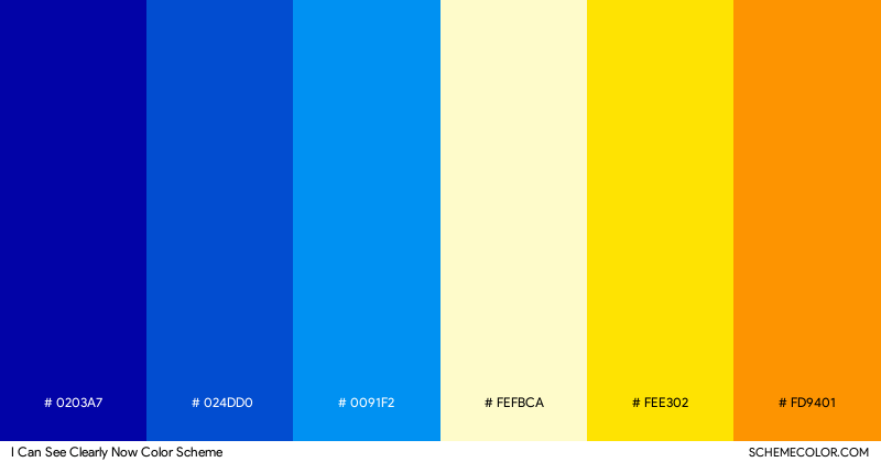 I Can See Clearly Now color scheme