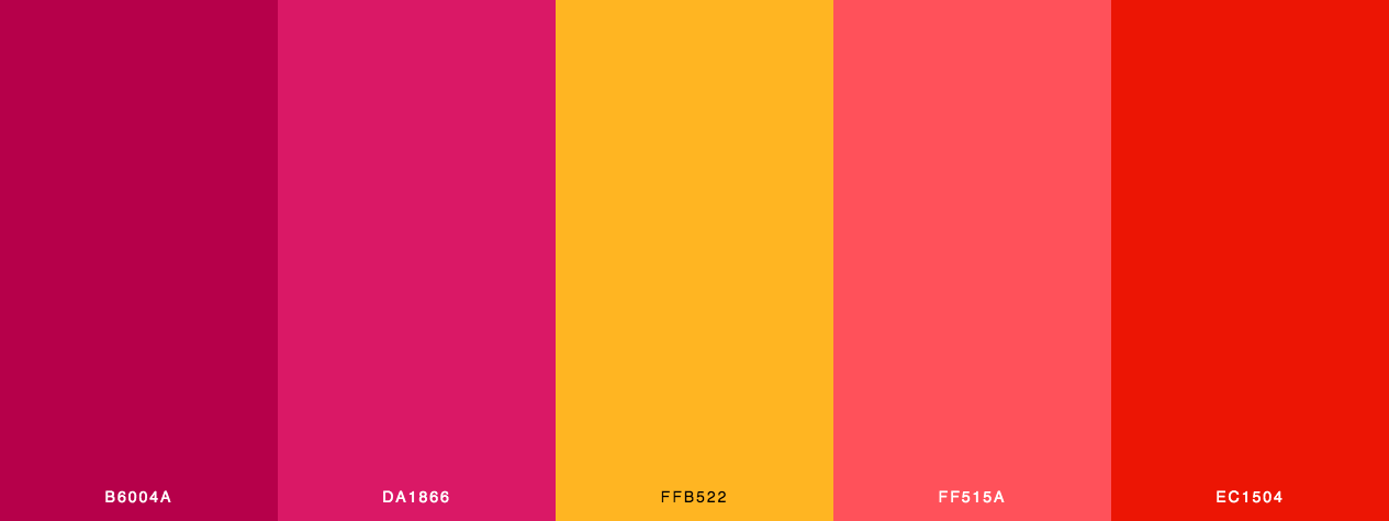 I see love color palette with burgundy, pink, yellow and red colors