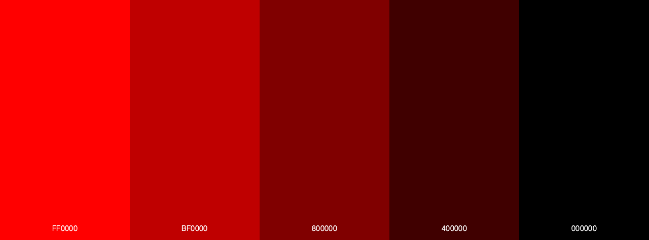 Light Red To Dark Red color palette