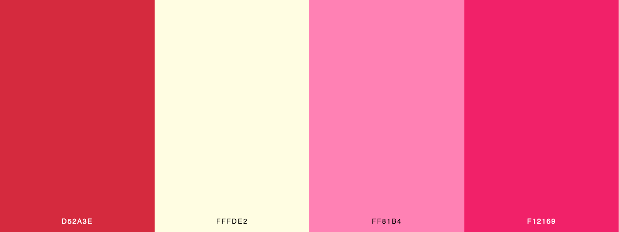 Perfect valentine color palette with red, cream, pink colors