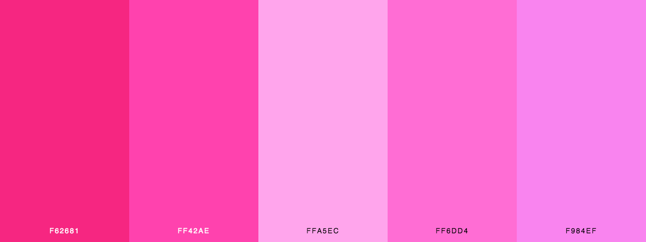 Romantic pink shades color palette