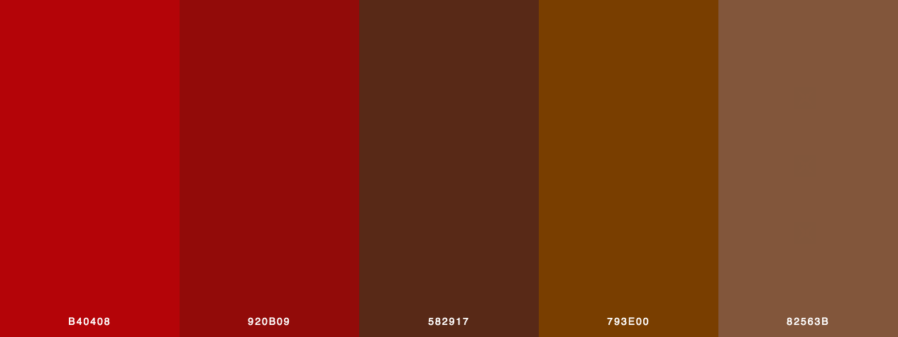Valentine Chocolates color palette with red, maroon and brown colors