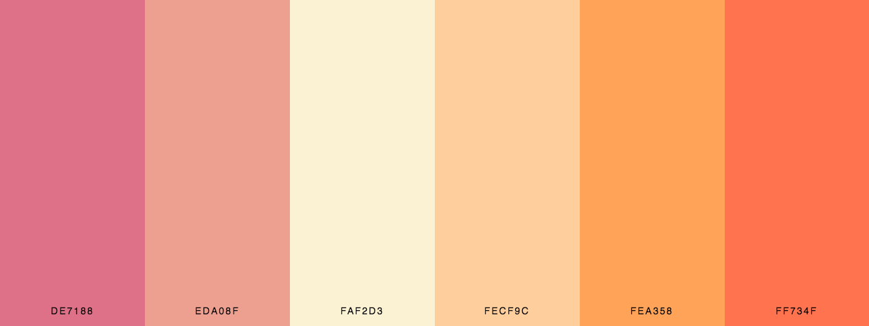 Valentine vibes color palette with red, cream and orange etc